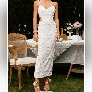 Bella Barnett Teresa Pearl Sequin Midi Dress, Size S